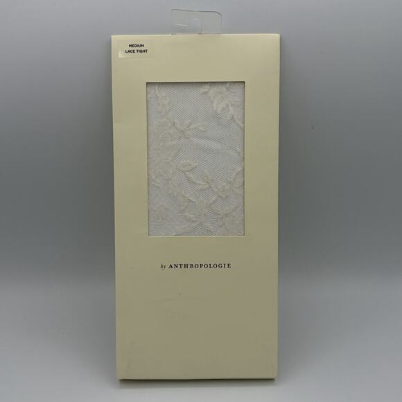 Anthropologie Women’s Lace Tights Size Medium White Raised Floral Italy NWT - Picture 1 of 9